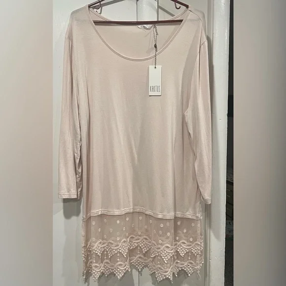NWT Kaktus Cream Lace Loose Knit blouse tunic - Picture 3 of 8
